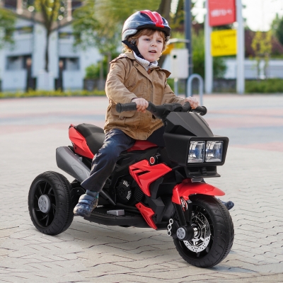 Aosom Kids Electric Pedal Motorcycle Ride-On Toy 6V Battery Powered w/ Music Horn Headlights Motorbike for Girls Boy Red