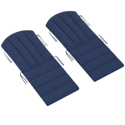 Outsunny Set of 2 Patio Chair Cushions, High Back Adirondack Chair Cushion with Ties, High-Density Foam, Navy Blue