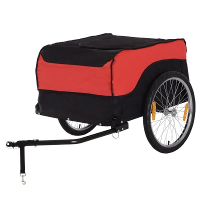Aosom Bike Cargo Trailer Bicycle Luggage Carrier Cart with Cover Black Red