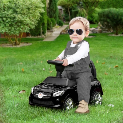 Aosom Kids Ride On Push Car, Black with Music & Storage