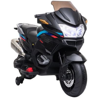 Aosom 12V Kids Electric Motorcycle, 3-8 Years, 3.7 Mph, Black
