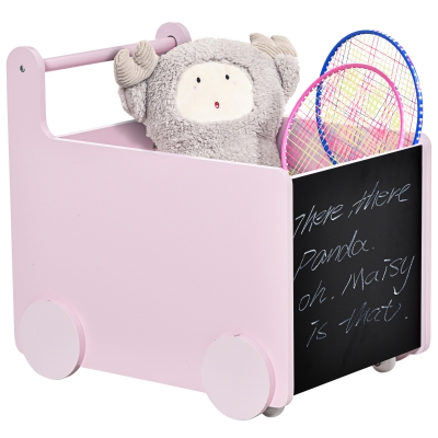 Qaba Kids' Storage Cabinet, Rollable Organizer, Pink