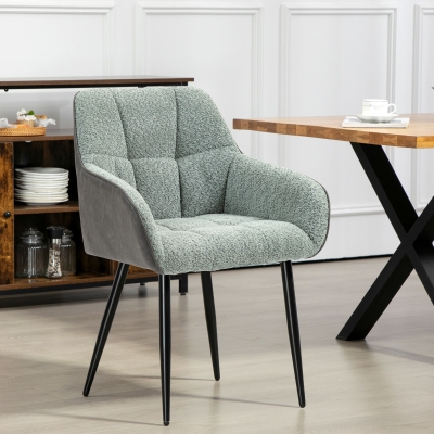 HOMCOM Accent Chair with Foot Pads, Living Room Chair with Chenille Fabric Front and PU Back, Green