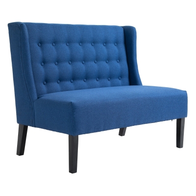 HOMCOM Wingback Blue Loveseat, Tufted Linen Armless Couch