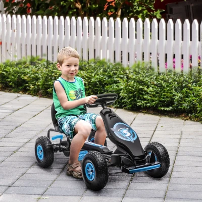 Aosom Kids Pedal Go Kart, Ergonomic Ride-on Toy, Blue