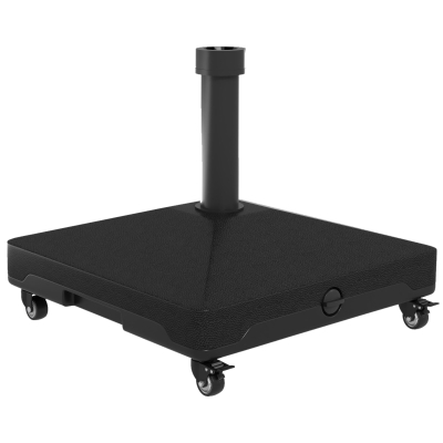 Outsunny Umbrella Base with Wheels, Fillable Base Holder with Steel Pole, Parasol Stand for Patio, Outdoor, Backyard, Black
