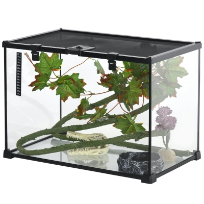 PawHut 14 Gallon Reptile Terrarium Tank, 20" x 12" x 14" Black