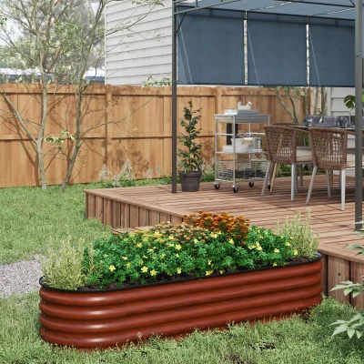 Outsunny 6.4' Galvanized Raised Garden Bed Kit, Metal Planter, Brown
