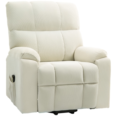 HOMCOM Lift Chair for Seniors, Microfibre Upholstered Power Recliner Chair with Remote, Quick Assembly, Cream White
