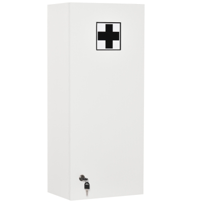 kleankin Wall Mount Medicine Cabinet, 5-tier Lockable Bathroom Cabinet with 2 Keys and Adjustable Shelves, White