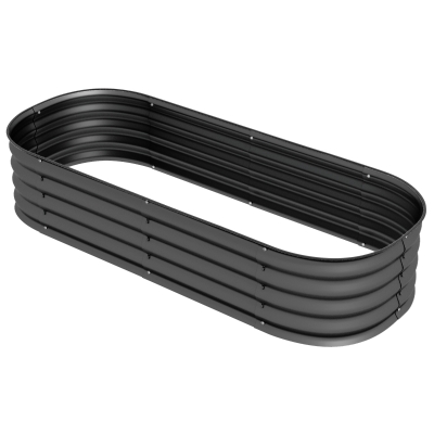Outsunny 4.9 x 2 x 1ft Galvanized Raised Garden Bed Kit, Metal Planter Box with Safety Edging, Dark Grey