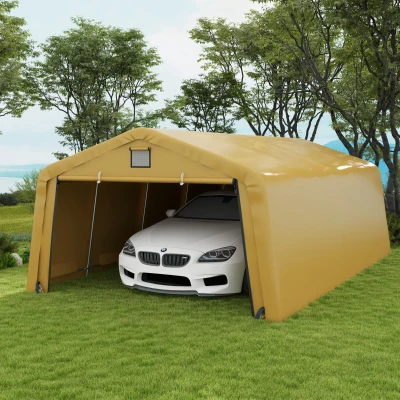 Outsunny 12' x 20' Portable Garage, Heavy-Duty Carport Canopy, Beige