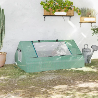 Outsunny 71" x 55" Mini Tunnel Greenhouse, Outdoor Plant Shed, Green
