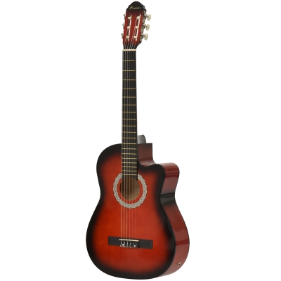 Soozier 39.5 Inch Acoustic Electric Guitar for Beginner with Strings, Beige Strap, 3 Picks and Case Bag, Wine Red