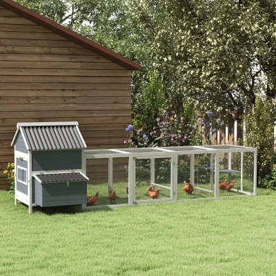 Chicken Coop 156.3" W x 57.3" D x 49.6" H Light Gray