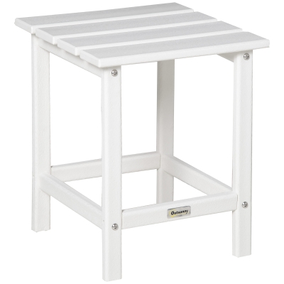 Outsunny 15" Square Patio Side Table, HDPE Outdoor End Table, White