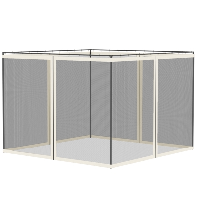 Outsunny Replacement Mosquito Netting for Gazebo 10' x 10' Black Screen Walls for Canopy with Zippers, White