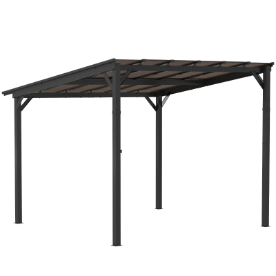 Outsunny 10' x 10' Hardtop Gazebo Wall-Mounted / Free Standing Outdoor Pergola with UPF 50+ & Waterproof Polycarbonate Roof