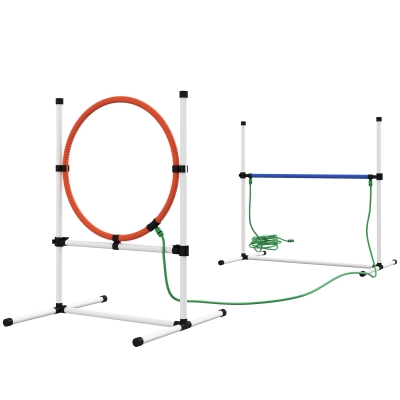 PawHut 3pc Dog Agility Training Set with Water Tube, White