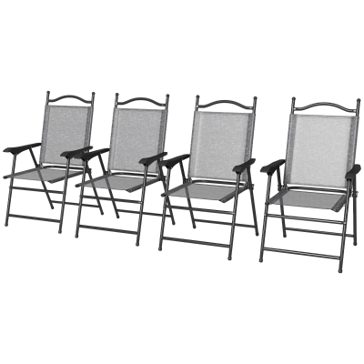 Outsunny 4-Piece Folding Patio Chair Set, Gray Mesh Camping Chairs