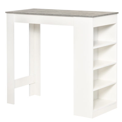 HOMCOM Bar Table, High Top Pub Table with 4 Storage Shelves, Modern Bar Height Table for Home Bar, Kitchen, Grey