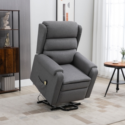 HOMCOM Lift Chair for Elderly, Power Chair Recliner with Footrest, Remote Control, Side Pockets for Living Room, Grey