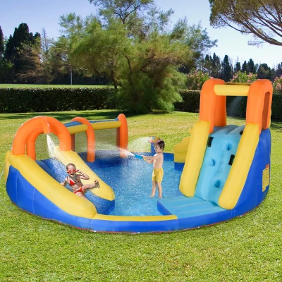 Outsunny 6-in-1 Kids Inflatable Water Slide, Bounce House