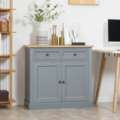 HOMCOM Kitchen Sideboard Cabinet with Drawers & Cupboard, Dark Gray