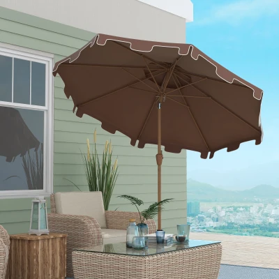 Outsunny 8.8' Brown Patio Umbrella, Tilt & Crank Feature
