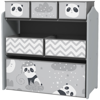 Qaba Toy Organizer with 6 Bins, 25" x 12" x 26", Gray