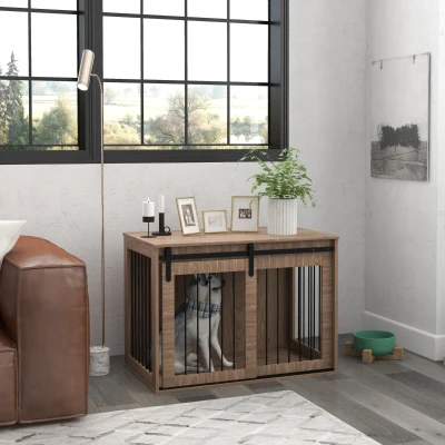 PawHut Dog Crate Furniture, Large 39" x 23", Brown