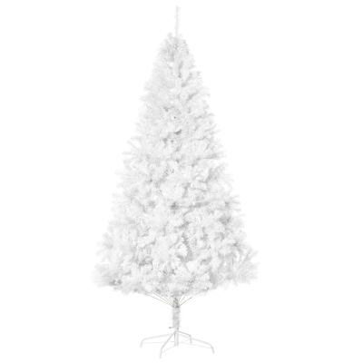 HOMCOM 7ft White Christmas Tree Artificial Christmas Tree with 1230 Branch Tips and Metal Stand