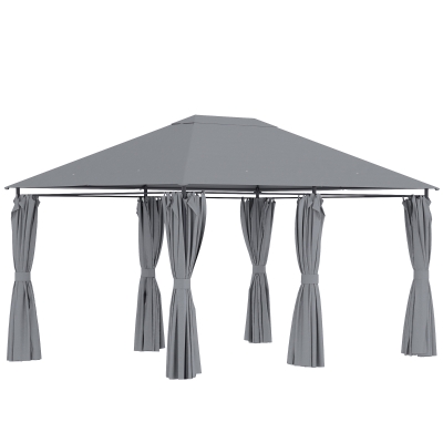 Outsunny 10' x 13' Patio Gazebo, Canopy with 6 Sidewalls, Gray