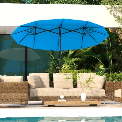 Double-sided Patio Umbrella 112.25" L x 57.75" W x 89.25" H Blue