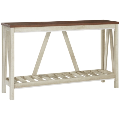 HOMCOM 52" Console Table, Farmhouse Narrow Entryway Table with Storage Shelf, Rustic Sofa Table with Anti-tipper for Living Room and Hallway, Oak