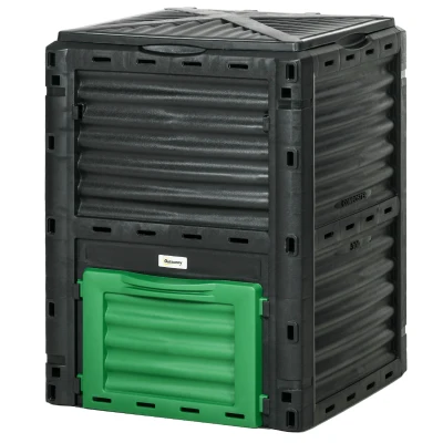 Outsunny Outdoor Compost Bin Garden Container, Fast Creation of Fertile Soil Aerating Compost Box, 80 Gallon, Green