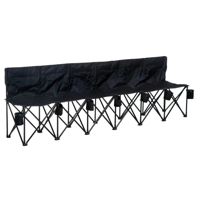 Outsunny 6 Seat Folding Camping Chair with Cup Holder and Carrying Case for Camping, Picnic, Sport Events, Black
