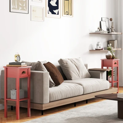 Side Table 11.75" x 11.75" x 29.5" Red