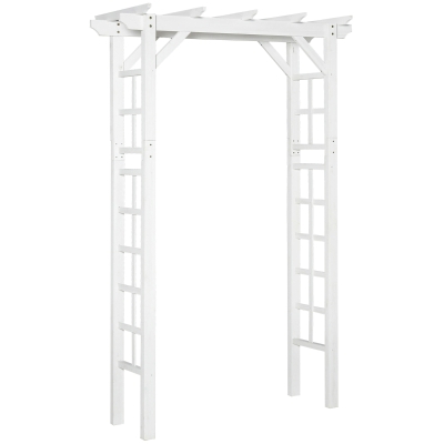 Outsunny 85" Wooden Garden Arbour for Wedding and Ceremony, Outdoor Garden Arch Trellis for Climbing Vines - White