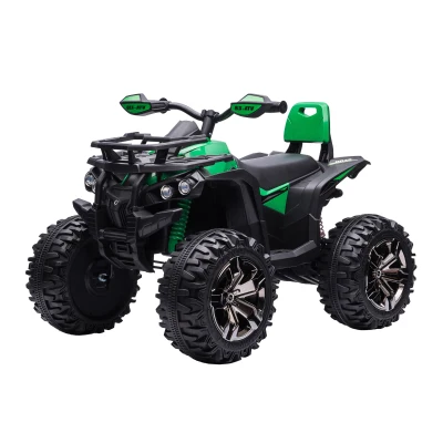 Aosom Kids Ride-on Car, 12V/10AH Four Wheeler Kids ATV, Battery Powered Off-Road Quad with MP3, Headlights, Suspension, 1.8-5 mph, Green