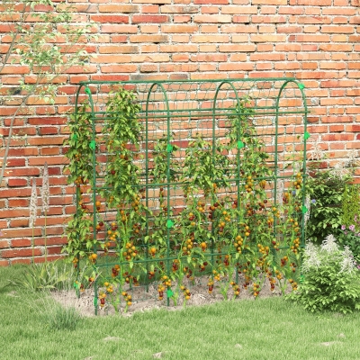 Outsunny Metal Garden Trellis, Arch Trellis for Climbing Plants Outdoor, A-Frame, with Climbing Net, 17" x 72" x 72"