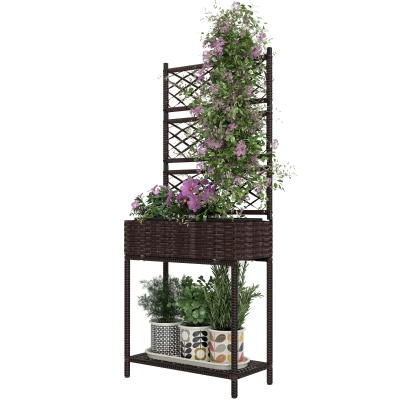 Rattan Plant Stand 21.7" x 10.2" x 52.4" Brown