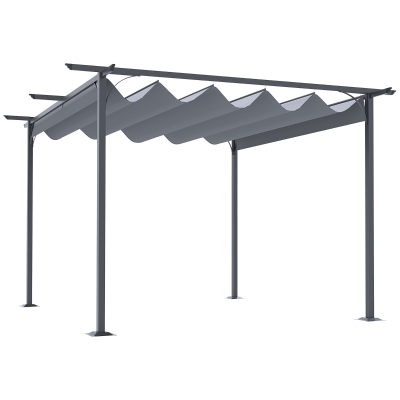 Outsunny 11.5' Retractable Metal Pergola Canopy, Gray
