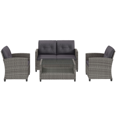 Outsunny 4-Piece Rattan Patio Furniture Set, Dark Gray