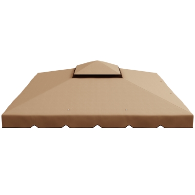 Outsunny 10' x 10' Replacement Canopy, Gazebo Top Cover with Double Vented Roof for Garden Patio (TOP ONLY), Khaki