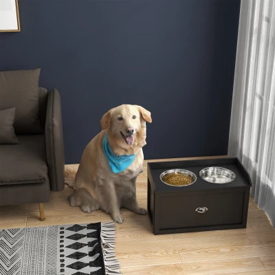Elevated Dog Bowls 23.5" x 11.75" x 14.25" Black