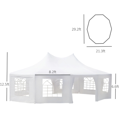 Outsunny Large Decagon 10-Wall Gazebo Canopy Tent Outdoor 29
