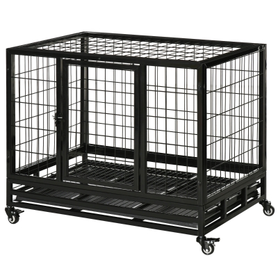 Heavy Duty Dog Crate 36.2" L x 24.4" W x 27.2" H Black