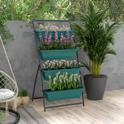 Outsunny 4-Tier Vertical Garden Planter, Outdoor Plant Stand, Green