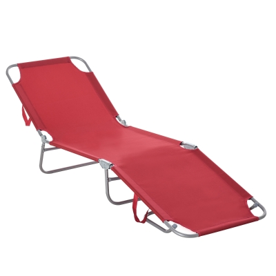 Outsunny Outdoor Folding Chaise Lounge, Reclining Lounge Chair with Adjustable Backrest and Breathable Mesh Fabric, Wine Red